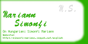 mariann simonfi business card